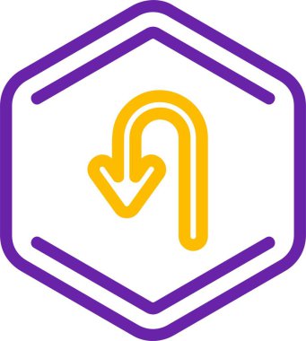 Altıgen mor çizginin içindeki eğri ok