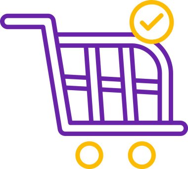 Alışveriş arabası ikon vektörü. Alışveriş arabası tabelası. renk kontur sembolü