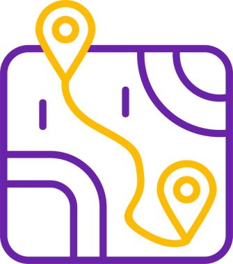 Konum işaretleri ile yolu gösteren harita