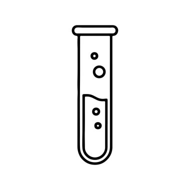 Kabaran Sıvı, Bilim ve Deneyleri Temsil eden Bir Laboratuvar Test Tüpünün Basit Çizgi Sanat İllüstrasyonu