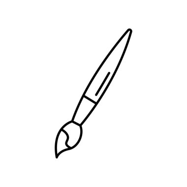 Klasik bir ressamın boya fırçasının, sanatsal ifade, tasarım ve hobi sanatını sembolize eden temel yaratıcı bir araç olan temiz siyah çizgili tasviri