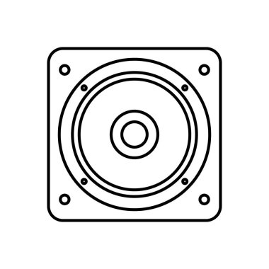 Temiz ve basit çizgi sanat hoparlörü simgesi, çeşitli dijital tasarımlar için ses çalma, ses çıkışı ve multimedya teknolojisini temsil eden düz vektör sembolü