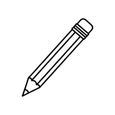 Silgi, eğitim, çizim, yaratıcı tasarım projeleri ve ölçeklenebilir formatlarda basit grafik elementleri olan klasik bir tahta kalemin çizimi.