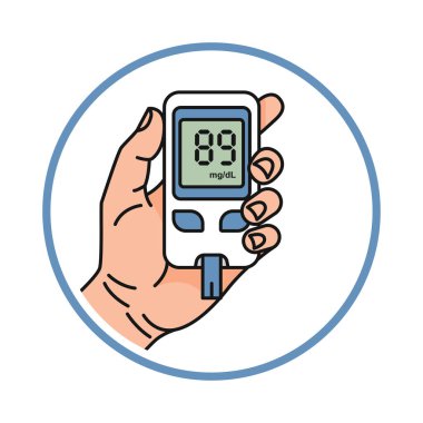 Mavi Çember Diyabet İçinde Kan Şekeri Değerlerini Ölçen Kan Şekeri Ölçer Elle Tutma