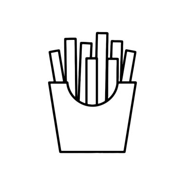 Vektör ana hatları simgesi konteynırda kızarmış patates kızartması gösteriyor