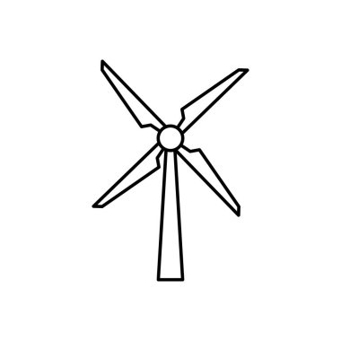 Rüzgâr enerjisi üretimi kavramı, merkezde dört bıçak ve destekleyici bir yapı bulunan bir rüzgar türbininin basit bir çizimidir.