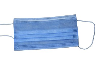 Mavi cerrahi maske beyaz arkaplanda izole