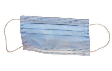 Beyaz arka planda bir cerrahi maske