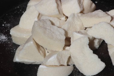 Beyaz şeker parçaları, yakın plan.