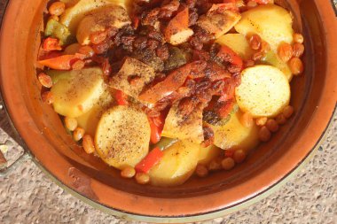 Tagine ya da Tajine Yakın plan, Geleneksel Fas Yemekleri