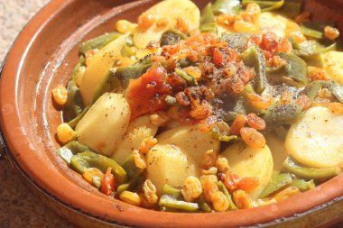 Ev yapımı Fas Sebzesi Tagine Yakın Çekim