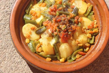 Ev yapımı Fas Sebzesi Tagine Yakın Çekim