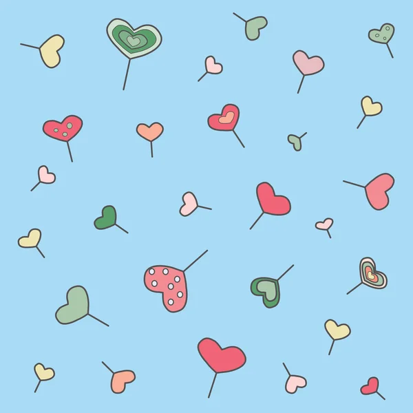 Fondo con corazones. Ilustración vectorial. Caramelos — Vector de stock