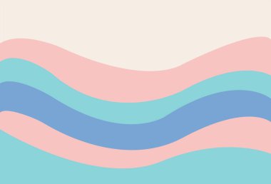 Soyut boş arkaplan. Yumuşak dalgalı çizgiler, pastel pembe mavi ve mercan rengi, krem rengi arka plan..