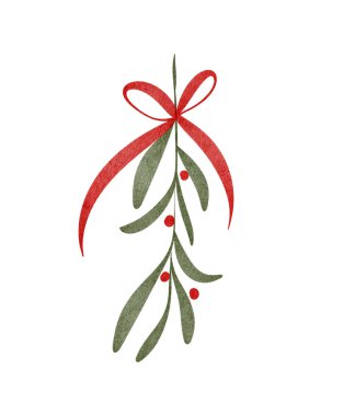 Büyüleyici bir ökseotu süslemesinde yeşil yapraklar ve kırmızı böğürtlenler yer alır, canlı kırmızı bir yayla vurgulanır, bayramların ve kutlamaların ruhunu somutlaştırır..