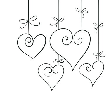 Hassas kalp şekilleri fiyonklardan siyah ve beyaz minimalist bir şekilde sarkıyor. Kapalı mekanlara ya da özel etkinliklere büyüleyici bir dokunuş eklemek için mükemmel.