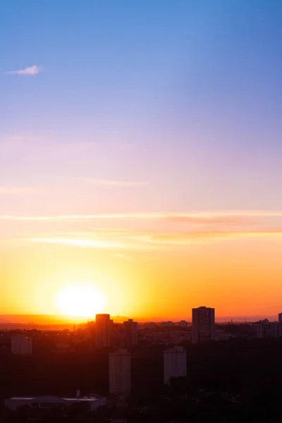 Sunset Skyline Byggnad Stad Brasilien Molnigt Färgad Vacker Vinterdag Plats — Stockfoto