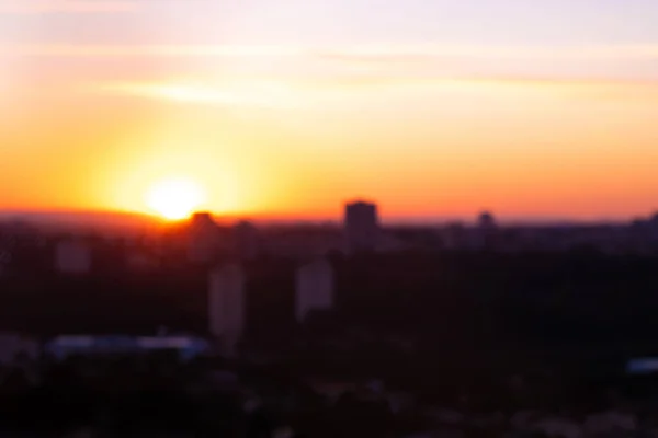 Unscharfer Hintergrund Mit Skyline Sonnenuntergang Defokussierte Stadtumgebung Mit Sonnenlicht Raum — Stockfoto