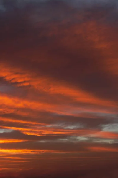 Céu Nascer Sol Com Fogo Cor Vermelha Dia Nublado Inverno — Fotografia de Stock