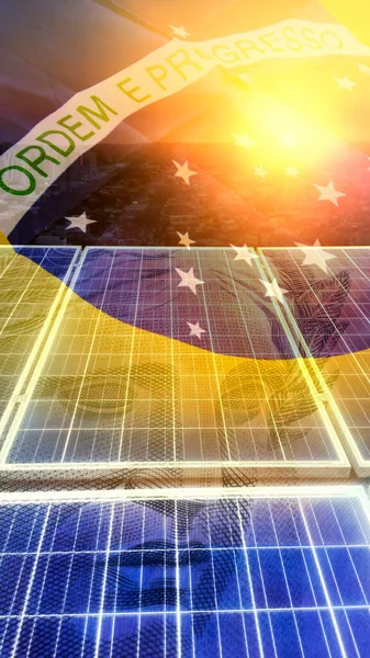 Crise Energética Brasil Dupla Exposição Imagem Com Dinheiro Bandeira Painel — Fotografia de Stock