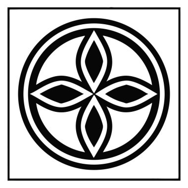 Kelebek ve kabile dekoratif elementleriyle siyah ve beyaz soyut çiçek süsü.