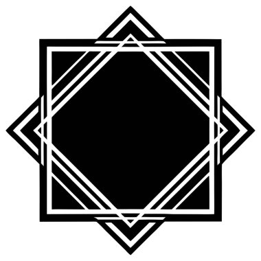 3D tekerlek ikonu, araba sembolü ve sinema afişi olan siyah-beyaz klasik çerçeve tasarımı