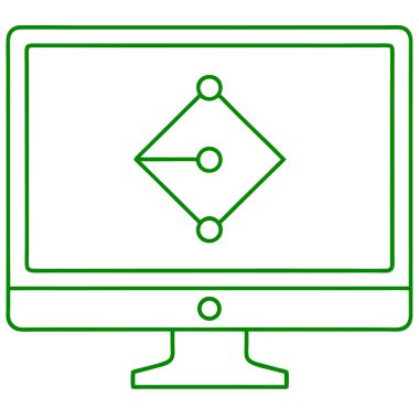 Düz Tasarım Biçimli Vektör İllüstrasyonunda Bilgisayar Monitörü Minimalist Simgesi