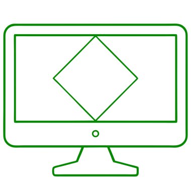 Düz Tasarım Biçimli Vektör İllüstrasyonunda Bilgisayar Monitörü Minimalist Simgesi