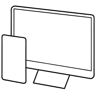Düz Tasarım Biçimli Vektör İllüstrasyonunda Bilgisayar Monitörü Minimalist Simgesi