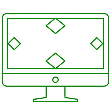 Düz Tasarım Biçimli Vektör İllüstrasyonunda Bilgisayar Monitörü Minimalist Simgesi