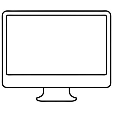 Düz Tasarım Biçimli Vektör İllüstrasyonunda Bilgisayar Monitörü Minimalist Simgesi