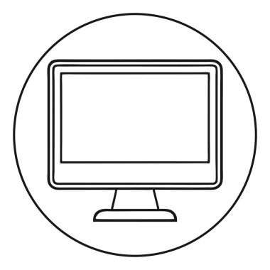 Düz Tasarım Biçimli Vektör İllüstrasyonunda Bilgisayar Monitörü Minimalist Simgesi