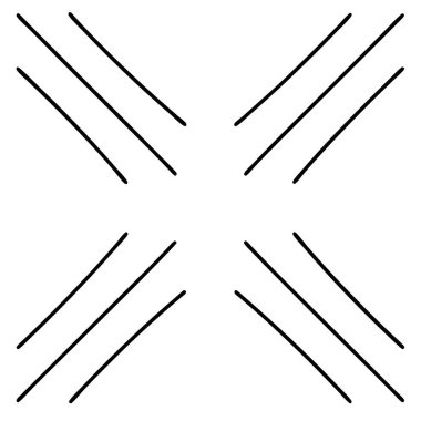 Dört Kalın Siyah Çizgi Vektör İllüstrasyonlu Minimalist Soyut Tasarım