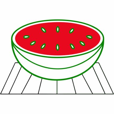 Çocuklar için Karpuz Meyvesi Sanat Vektörü El Çizimi ve Basit Tropikal Meyve Çizimi Çizimi