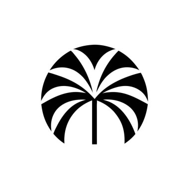 Temiz beyaz arka planda modern, stilize edilmiş siyah beyaz palmiye ağacı çizimi. Bu minimalist, geometrik tasarım logolar, simgeler ve markalar için idealdir. Yaz, seyahat ve tatil temaları için mükemmel. Kurumsal kimlik olarak kullan.