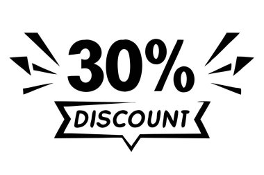 Çarpıcı bir siyah beyaz grafik% 30 indirim ilan ediyor. Cesur 