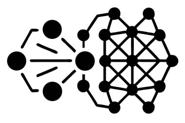 Birbirine bağlı düğümler ve dallanma yolları olan soyut ağ diyagramını gösteren şekil: ağ, bağlantı, veri, düğümler, yollar, diyagram, soyut, teknoloji,...