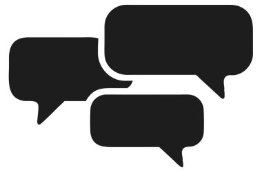 Hisse senedi, beyaz arka planda üst üste binen üç siyah konuşma kabarcığı gösteriyor. Ticari kullanım için uygun yüksek çözünürlüklü resim.