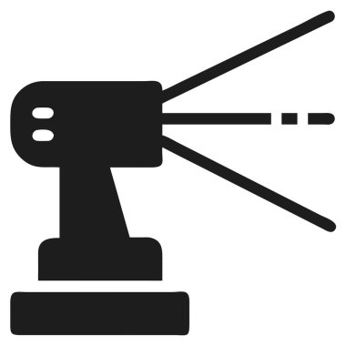 Spot ışığının siyah siluet simgesi beyaz bir arkaplanda ışık yayıyor. Net detaylar ve canlı renkler görsel cazibeyi artırır.