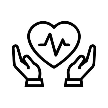 Beyaz arka planda elektrokardiyogram çizgisi olan bir kalbi tutan ellerin tasviri..