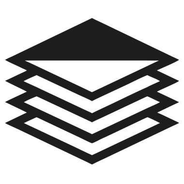 Yığılmış koyu gri simge şekilleri yukarı doğru ok şeklinde dizilmiştir. Yazdırma ve dijital ortam için uygun ölçeklenebilir vektör biçimi.