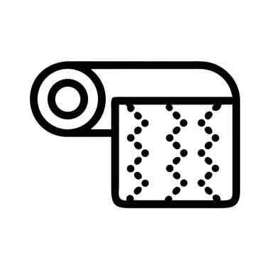 Görünür kağıdın üzerinde beyaz bir arkaplanda izole edilmiş noktalı desenli bir tuvalet kağıdı rulosu silueti olarak gösterilir..
