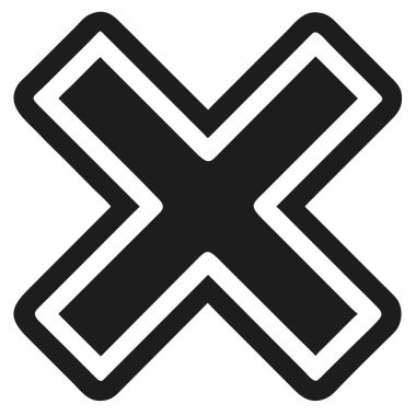 Siyah bir arkaplanda gösterilen 'X' harfine benzeyen çapraz işaretli bir simgenin katı siyah silueti.