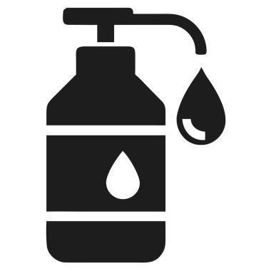 Siyah arkaplan üzerine sıvı ikon damlatan vektör simgesi içeren vektör simgesi: şişe, dağıtıcı, pompa, sıvı, damla, damlatma, sabun, dezenfektan, losyon,...