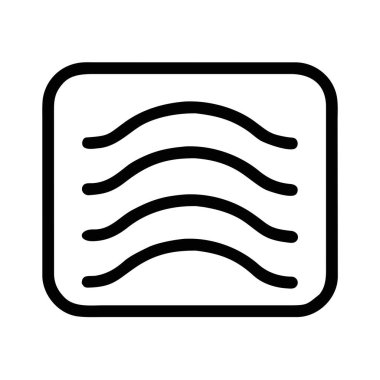 Yuvarlak bir kare içinde üç dalgalı yatay çizgi içeren basit bir taslak simgesi, beyaz bir arkaplan üzerinde sunulur.