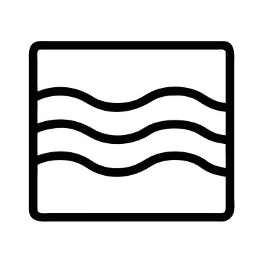 Yuvarlak bir kare içinde üç dalgalı yatay çizgi içeren basit bir taslak simgesi, beyaz bir arkaplan üzerinde sunulur.
