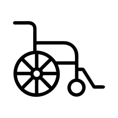 Basit tekerlekli sandalye taslak ikonu içeren vektör erişilebilirliği. Çeşitli uygulamalar için uygun ölçeklenebilir tasarım.