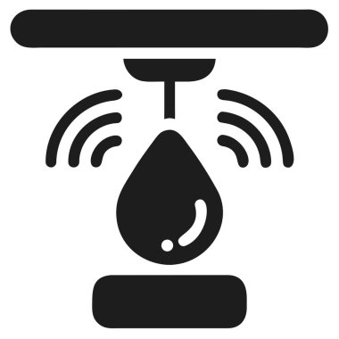 Fıskiye başlığını tasvir eden karanlık bir ikon Wi-Fi sinyalleriyle su damlatıyor, akıllı sulama öneriyor..