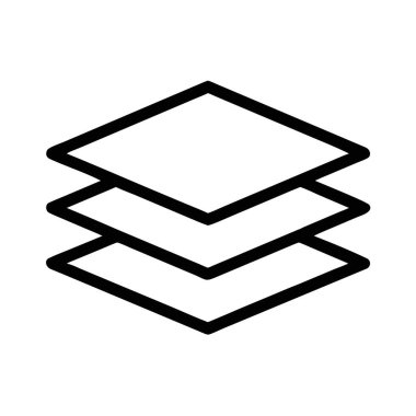 Siyah arkaplan anahtar sözcükleri üzerine istiflenmiş katman simgesi ana hatları içeren vektör simgesi: katmanlar, yığın, simge, sembol, grafik, tasarım, konsept, veri, bilgi, organizasyon,...