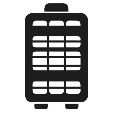 Siyah arkaplanda ızgara desenli dikey ısıtıcı ikonu içeren vektör simgesi: ısıtıcı, birim, simge, sembol, grafik, tasarım, konsept, aygıt,...